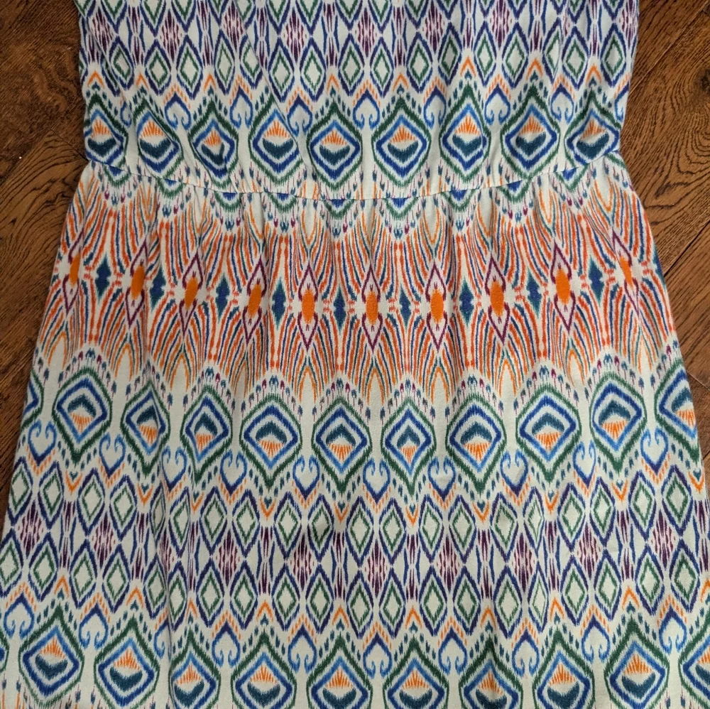 EUC CAbi Women Maxi Dress S Multi Sundress Sleeveless Long Knit Modal Blend Ikat - Picture 4 of 6